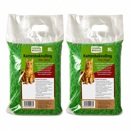 Voordeelpakket 2×8L Denny BioAnimals tofu kattenbakvulling 8L – biologisch afbreekbaar – klontvormend – stofvrij – geurneutraliserend
