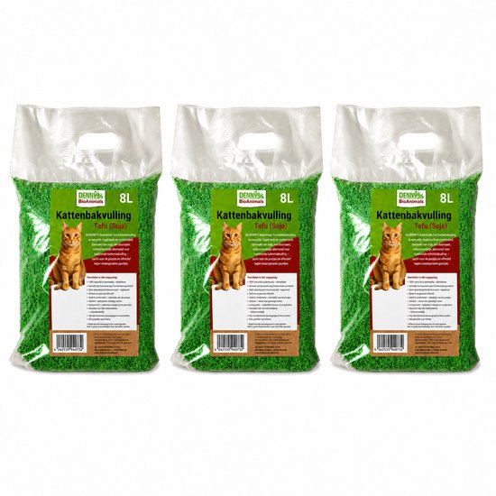 Voordeelpakket 3×8L Denny BioAnimals tofu kattenbakvulling 8L – biologisch afbreekbaar – klontvormend – stofvrij – geurneutraliserend
