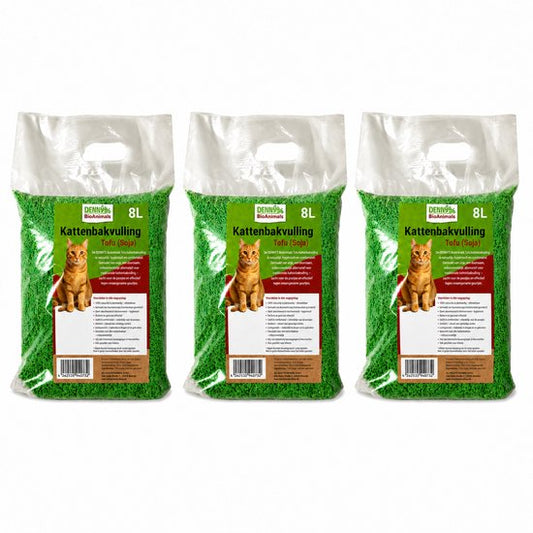 Voordeelpakket 3×8L Denny BioAnimals tofu kattenbakvulling 8L – biologisch afbreekbaar – klontvormend – stofvrij – geurneutraliserend