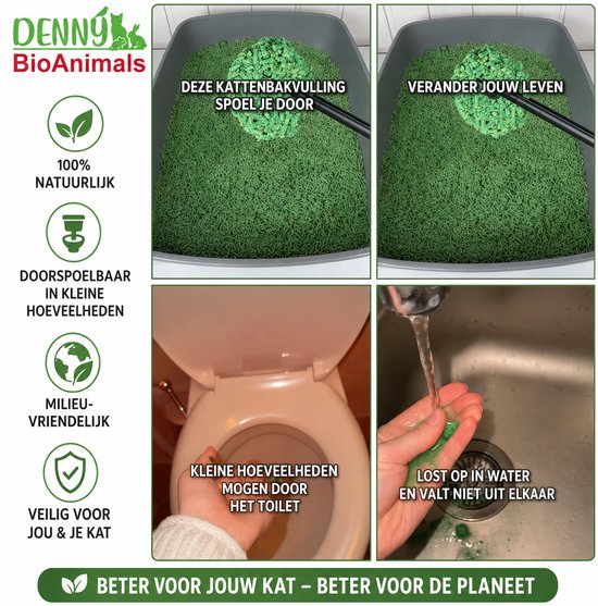 Voordeelpakket 3×8L Denny BioAnimals tofu kattenbakvulling 8L – biologisch afbreekbaar – klontvormend – stofvrij – geurneutraliserend